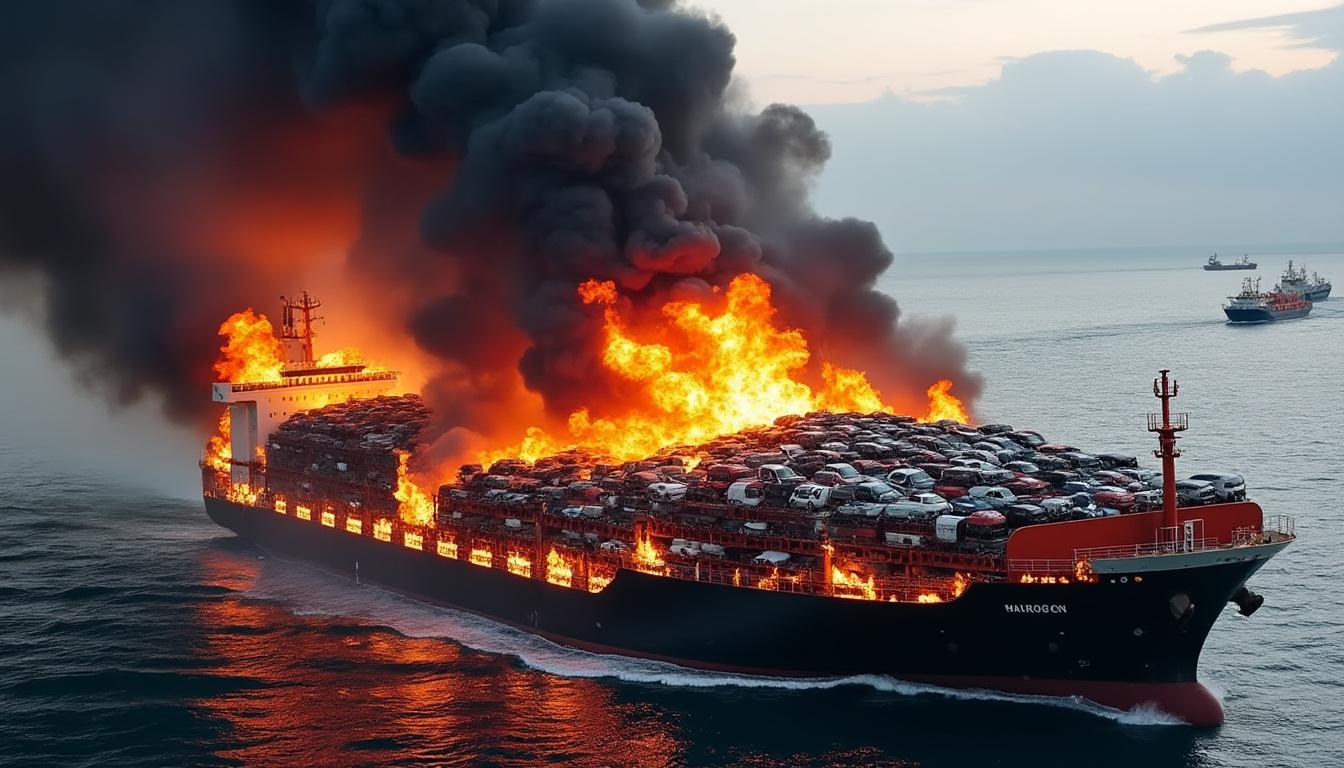 descubra os detalhes de um incidente ao largo do alasca onde um navio de carga transportando carros elétricos pegou fogo, levantando preocupações sobre a segurança do transporte marítimo e o impacto ambiental desse evento.