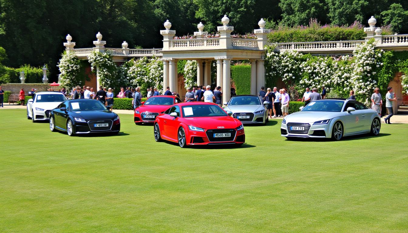 únete a nosotros para un excepcional encuentro de audi tt en el encantador jardín del obispado de lisieux. admira estos coches emblemáticos, comparte tu pasión con otros entusiastas y disfruta de un entorno verde e histórico. ¡no te pierdas este evento único!