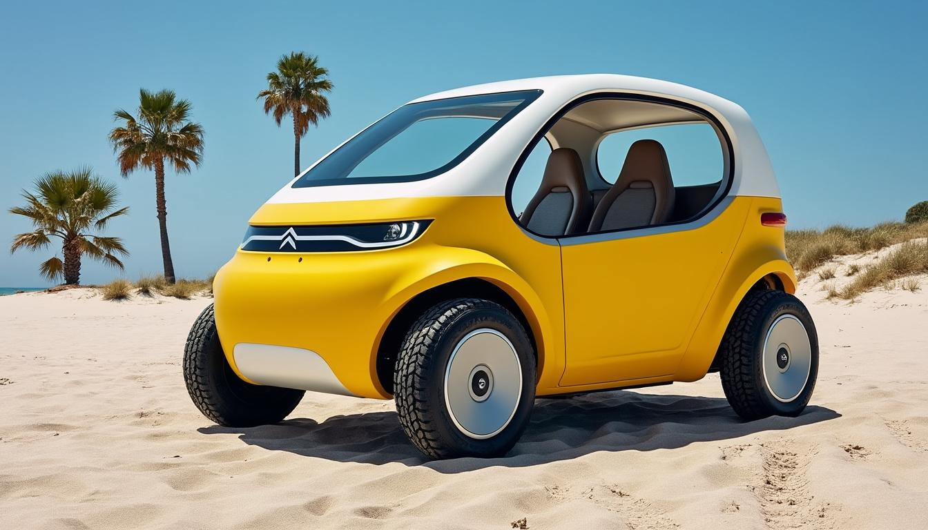 découvrez la citroën ami buggy restylée (2025), une voiture de plage réinventée avec élégance. avec son design moderne et ses fonctionnalités améliorées, cette citadine allie confort et style pour des promenades estivales inoubliables.