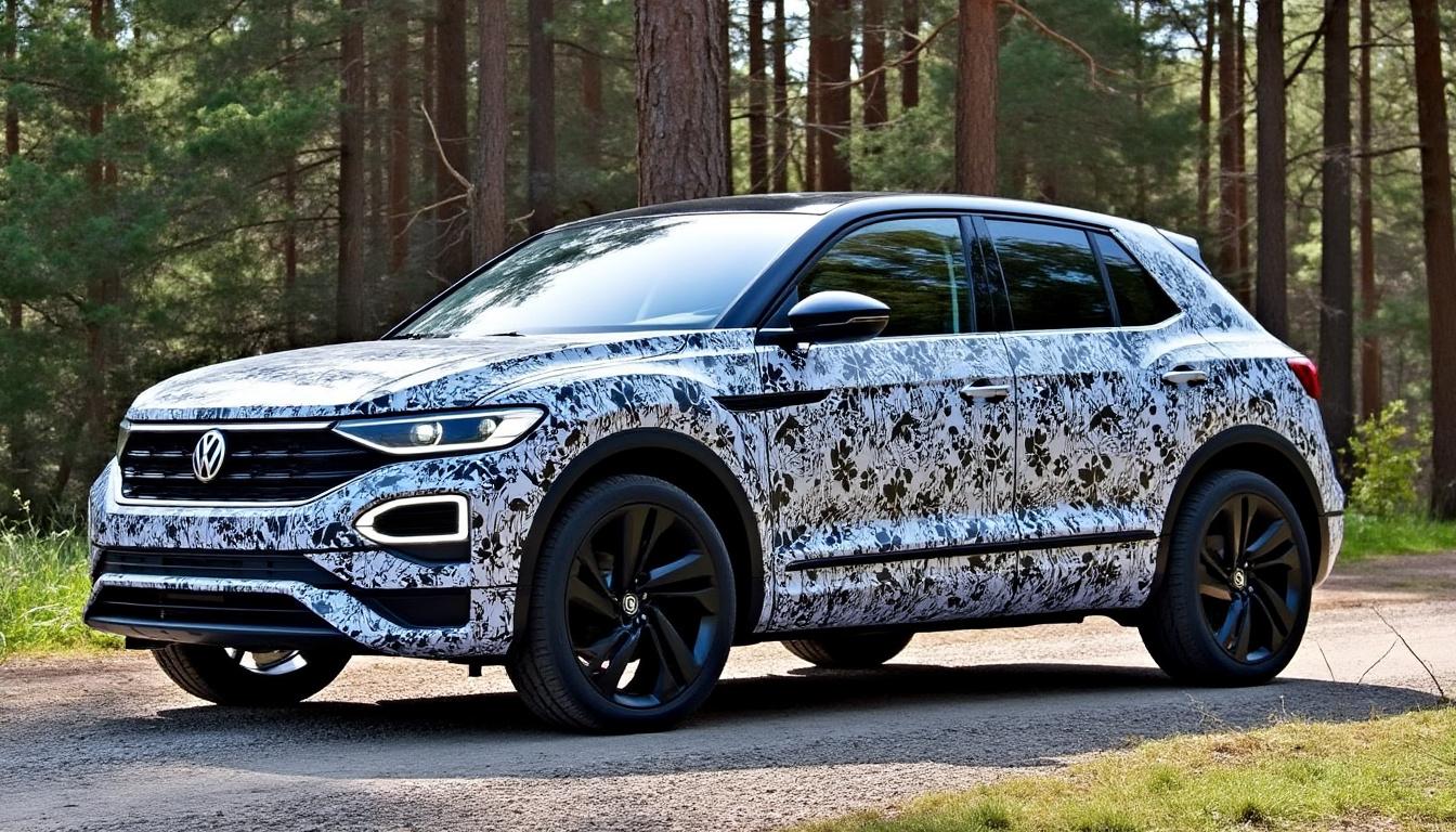 découvrez la première image officielle du nouveau volkswagen t-roc, le suv qui se dévoile sous un camouflage mystérieux. apprenez-en plus sur ce modèle tant attendu et découvrez les premières impressions sur son design inédit.